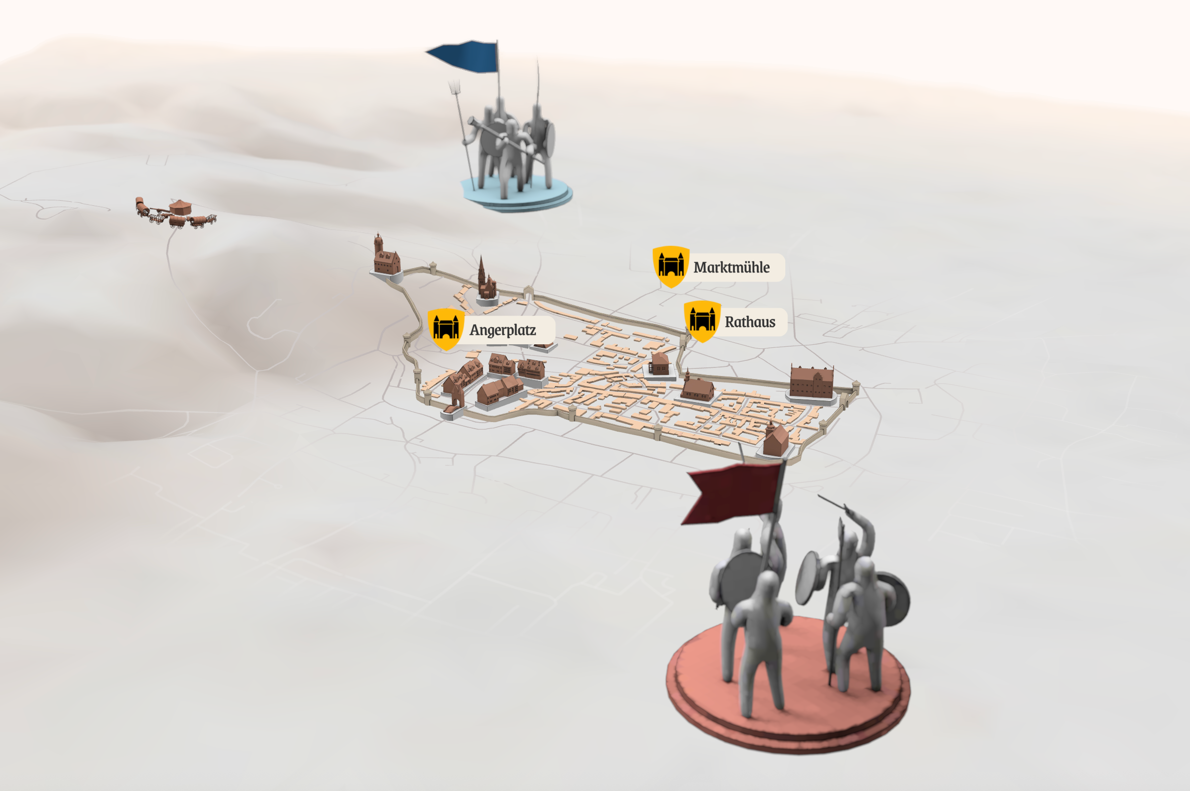 Interactive 3D historical battlefield with narrative hotspots for museums and educational publishers